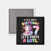 I'm 7th Birthday Girl Cute Axolotl 7 Year Old Bday Magneet (Voorkant / Achterkant)