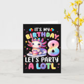 I'm 8th Birthday Girl Cute Axolotl 8 Year Old Bday Kaart (Gele Bloem)