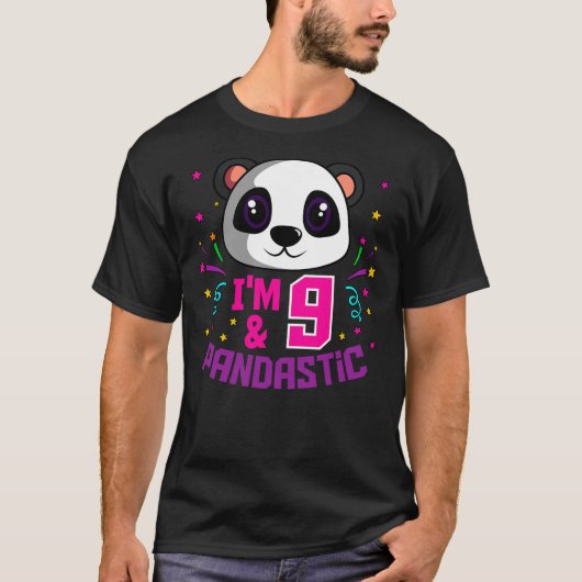 I'm 9 & Pandastic Birthday Party Panda Bday Celebr T-shirt (Voorkant)