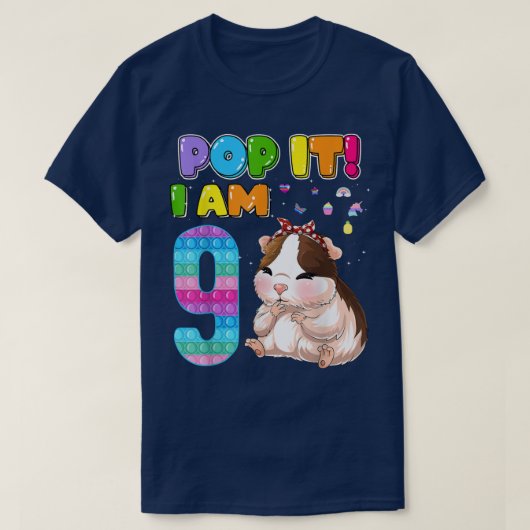 I'm 9 Years Old 9th Birthday Guinea Pig Girls Pop T-shirt (Design voorkant)