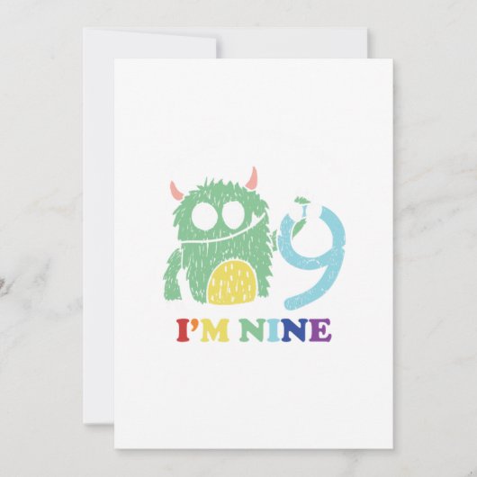 Im A Big Monster Now 9 th Birthday Party Gift Kaart (Voorkant)