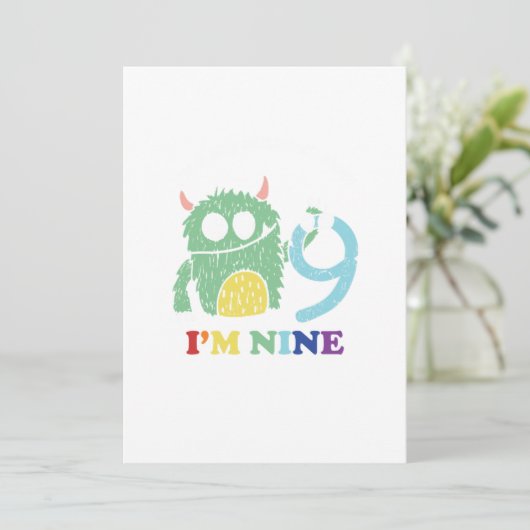Im A Big Monster Now 9 th Birthday Party Gift Kaart (Staand voorkant)
