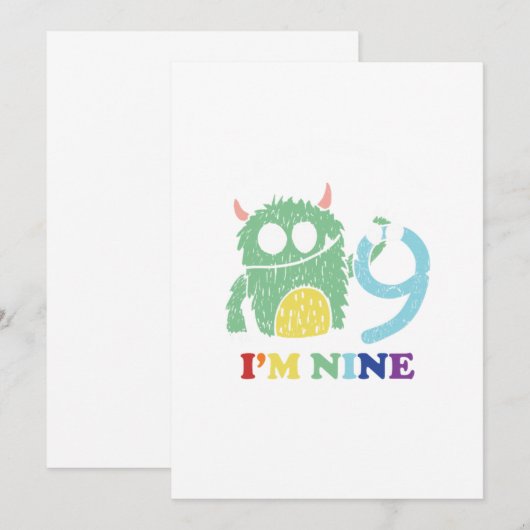 Im A Big Monster Now 9 th Birthday Party Gift Kaart (Voorkant / Achterkant)