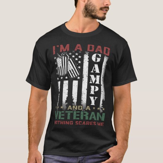I'm A Dad Gampy And A Veteran Nothing Scares Me Fl T-shirt (Voorkant)