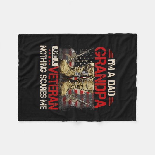 I'm A Dad Grandpa And A Veteran American Flag Fleece Deken (Voorkant (Horizontaal))
