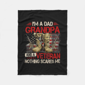 I'm A Dad Grandpa And A Veteran American Flag Fleece Deken