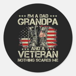 Im A Dad Grandpa Veteran Fathers Day Shirten 244 Ronde Sticker