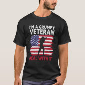 I'm a grumpy veteran Deal with it USA Flag America T-shirt (Voorkant)