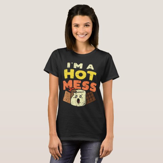 Im A Hot Mess Marshmallow Smores Summer Campfire C T-shirt (Voorkant volledig)
