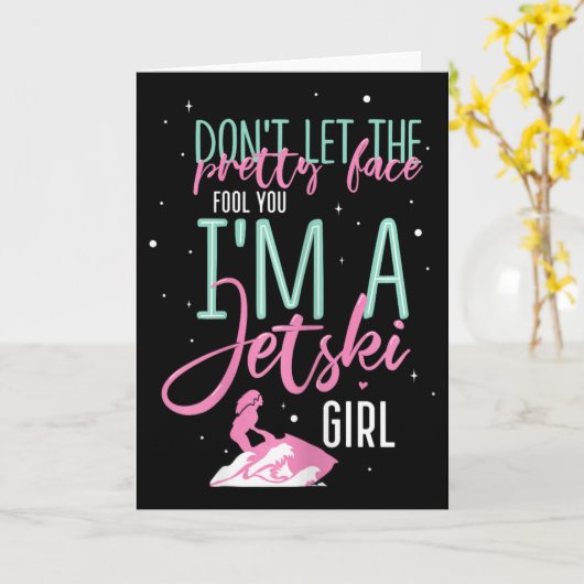 I'm A Jet Ski Girl Funny Saying Racing  Kaart (Gele Bloem)