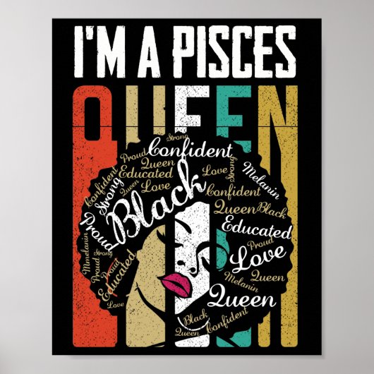 I'm A Pisces Queen Black Women February March Bday Poster (Voorkant)