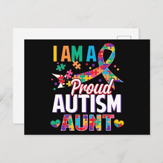 I'm a Proud Autism Aunt Autism Awareness Puzzle Pi Briefkaart (Voorkant / Achterkant)