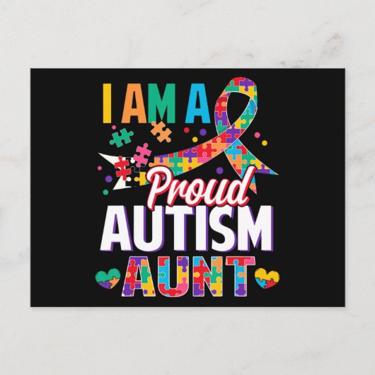 I'm a Proud Autism Aunt Autism Awareness Puzzle Pi Briefkaart (Voorkant)