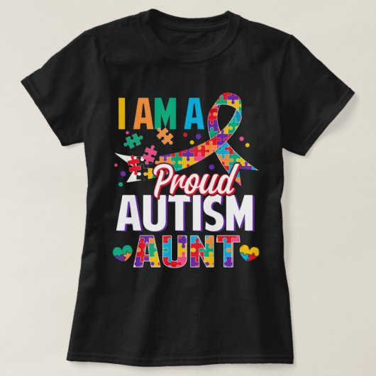 I'm a Proud Autism Aunt Autism Awareness Puzzle Pi T-shirt (Design voorkant)