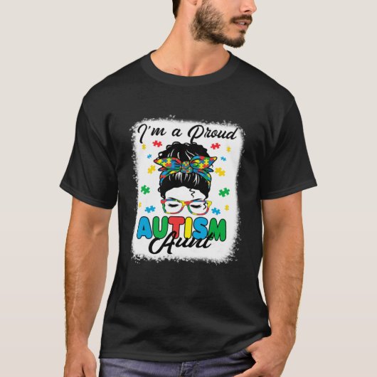 I'm A Proud Autism Aunt Love Heart Autism Awarenes T-shirt (Voorkant)