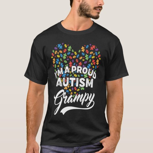 I'm A Proud Autism Grampy Autism Puzzle Heart Awar T-shirt (Voorkant)