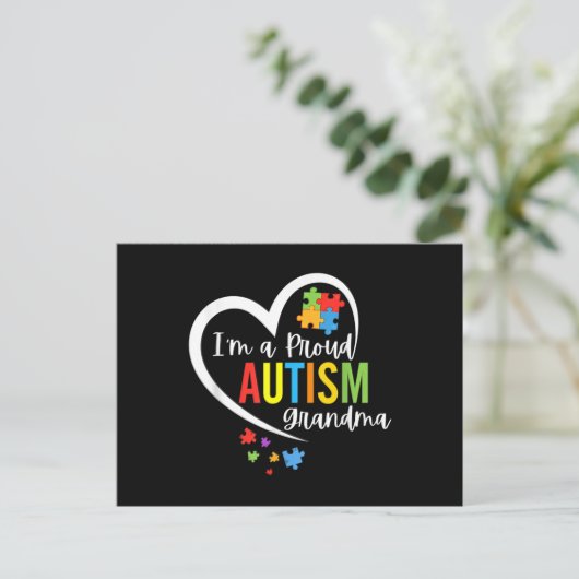 I'm A Proud Grandma Love Heart Autism Awareness Pu Briefkaart (Staand voorkant)