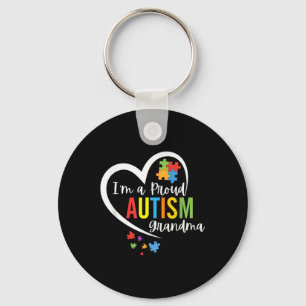 Im a Proud Grandma Love Heart Autisme Awareness Pu Sleutelhanger