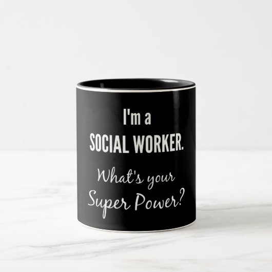 I'm a Social Worker. What's Your Super Power? Tweekleurige Koffiemok (Center)