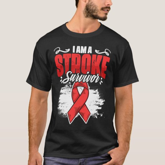 I'm A Stroke Survivor Red Ribbon Stroke Awareness  T-shirt (Voorkant)