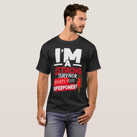I'm A Stroke Survivor  Stroke Awareness Red Ribbon T-shirt (Voorkant volledig)