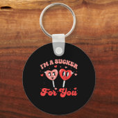 I'm A Sucker For You Candy Heart Groovy Retro Vale Sleutelhanger (Voorkant)