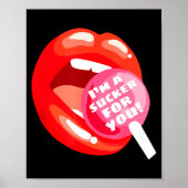 I'm A Sucker For You Red Lips Candy Lollip Valenti Poster (Voorkant)