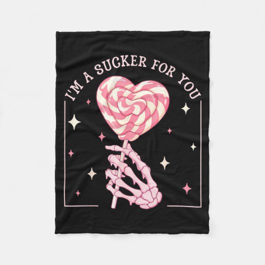 I'm A Sucker For You Skeleton Heart Candy Valentin Fleece Deken (Voorkant)