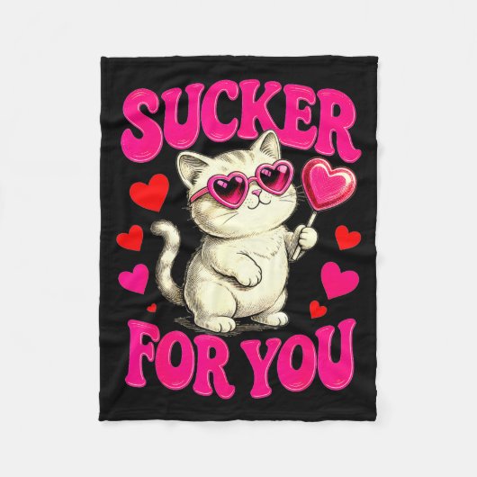 I'm A Sucker For You Valentines Day Funny Cat Love Fleece Deken (Voorkant)
