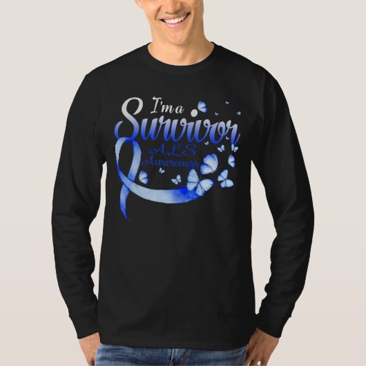 I'm A Survivor ALS Awareness Butterfly Ribbon  T-shirt (Voorkant)