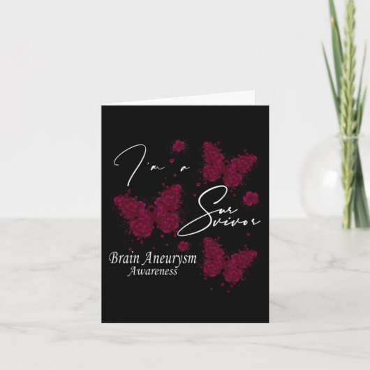 I'm A Survivor Brain Aneurysm Awareness Butterfly Kaart (Voorkant)