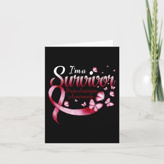 I'm A Survivor Brain Aneurysm Awareness Butterfly Kaart (Voorkant)