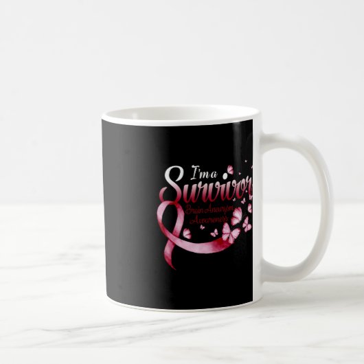 I'm A Survivor Brain Aneurysm Awareness Butterfly Koffiemok (Rechts)