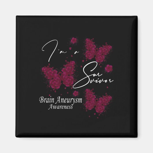 I'm A Survivor Brain Aneurysm Awareness Butterfly Magneet (Voorkant)