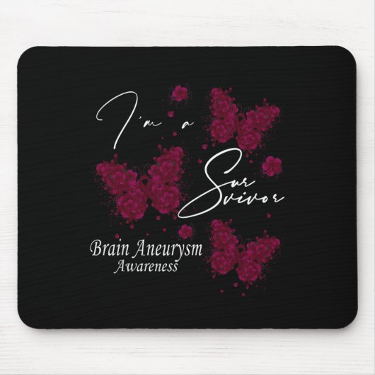 I'm A Survivor Brain Aneurysm Awareness Butterfly Muismat (Voorkant)