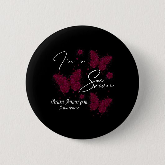I'm A Survivor Brain Aneurysm Awareness Butterfly Ronde Button 5,7 Cm (Voorkant)