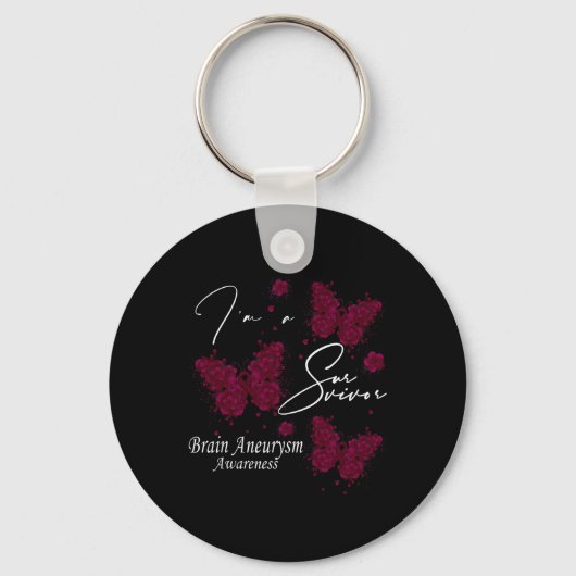I'm A Survivor Brain Aneurysm Awareness Butterfly Sleutelhanger (Voorkant)