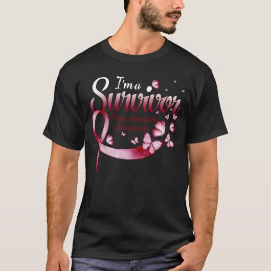 I'm A Survivor Brain Aneurysm Awareness Butterfly  T-shirt (Voorkant)