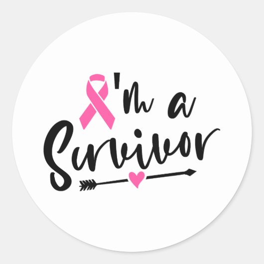 I'm A Survivor Breast Cancer Awareness Ronde Sticker (Voorkant)
