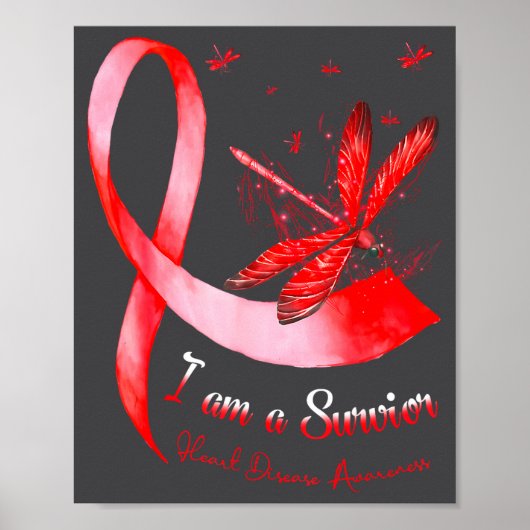 I'm A Survivor Heart Disease Awareness Month Red R Poster (Voorkant)