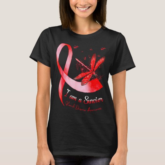 I'm A Survivor Heart Disease Awareness Month Red R T-shirt (Voorkant)