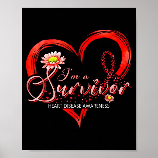 Im A Survivor Heart Disease Awareness Month Red Ri Poster (Voorkant)