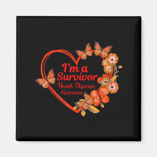 I'm A Survivor Heart Disease Awareness Red Butterf Magneet (Voorkant)