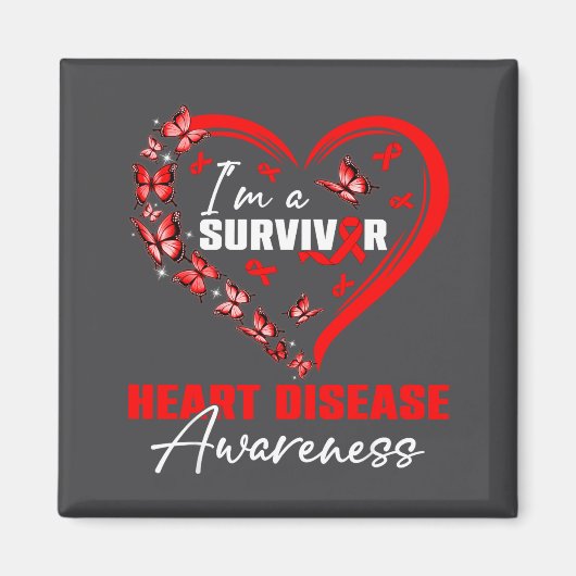 I'm A Survivor Heart Disease Awareness Red Butterf Magneet (Voorkant)