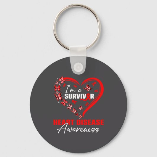 I'm A Survivor Heart Disease Awareness Red Butterf Sleutelhanger (Voorkant)