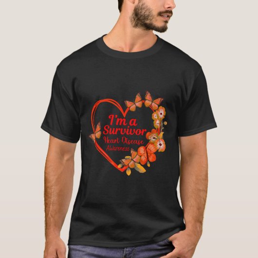 I'm A Survivor Heart Disease Awareness Red Butterf T-shirt (Voorkant)