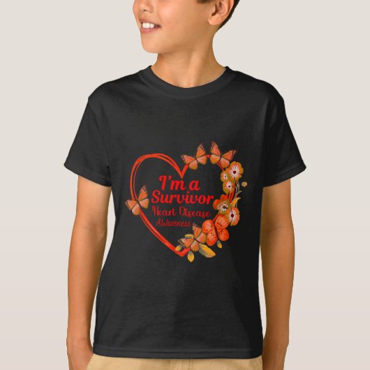 I'm A Survivor Heart Disease Awareness Red Butterf T-shirt (Voorkant)