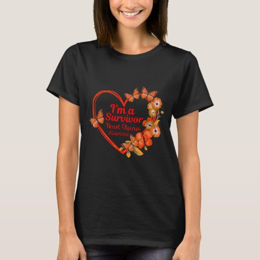 I'm A Survivor Heart Disease Awareness Red Butterf T-shirt (Voorkant)