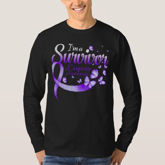 I'm A Survivor Lupus Awareness Butterfly Ribbon  T-shirt (Voorkant)