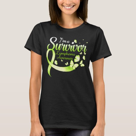 I'm A Survivor Lymphoma Awareness Butterfly Ribbon T-shirt (Voorkant)